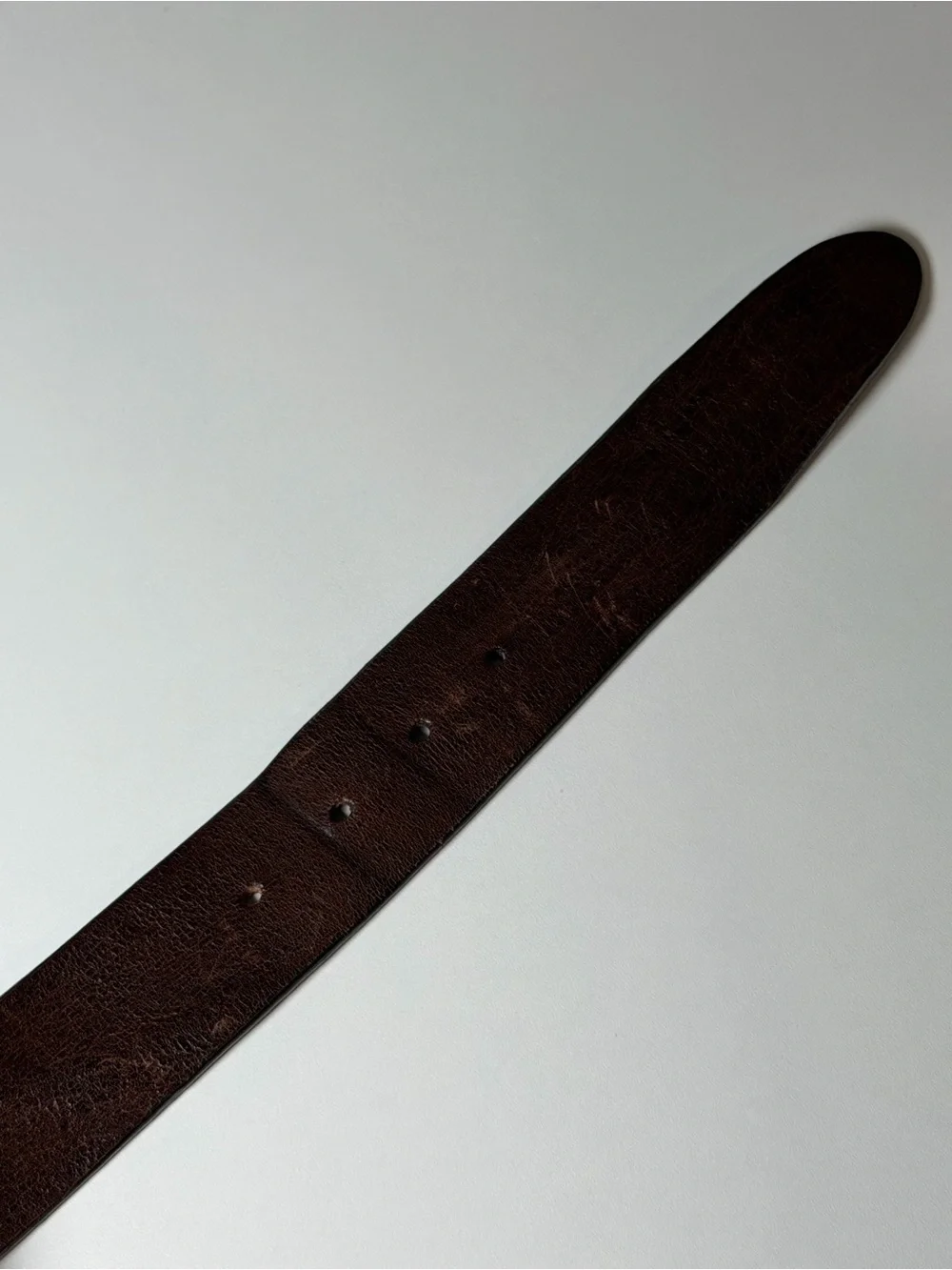 Men's ELLIOT RHODES London 38W Brown Leather Belt with Antique Brass Buckle